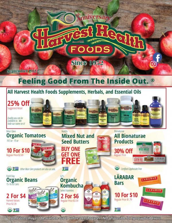 Harvest Health Foods September Anniversary Celebration Savings