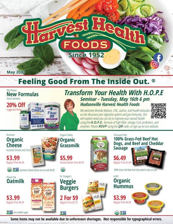 May 2023 Harvest Health Foods Sale FLyer