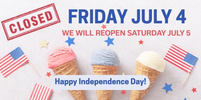 Closed July 4th