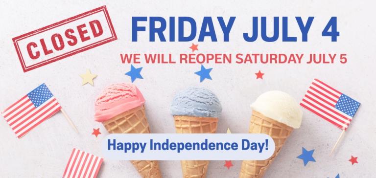 Closed July 4th